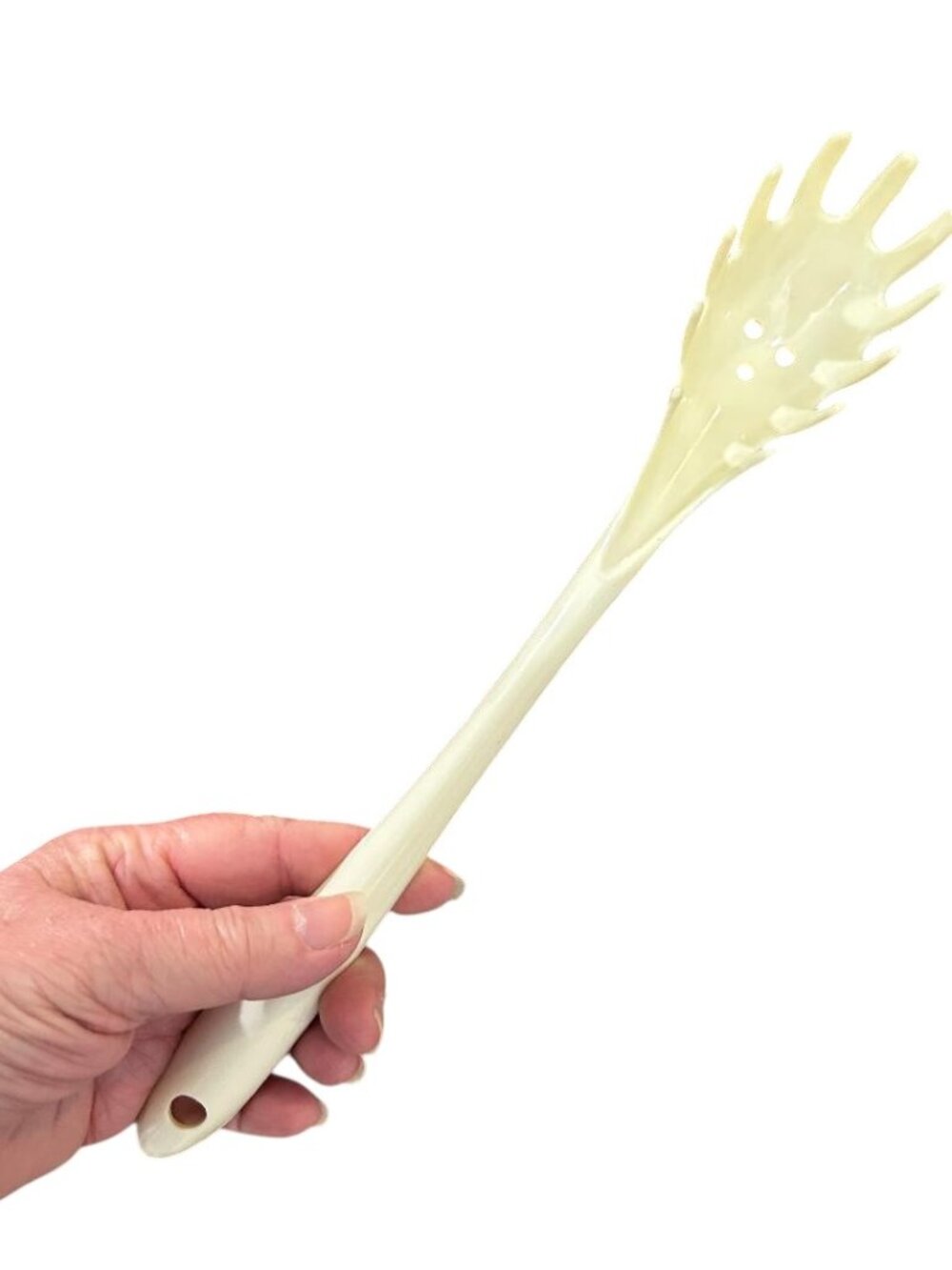 Vintage Made in Hong Kong Nylon Pasta Fork Cream 11.25" Spoon Kitchen Plastic
